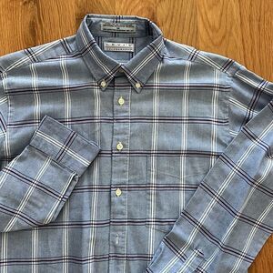 Levi’s Colorgraphs Blue white red plaid check tartan LS mens casual shirt M